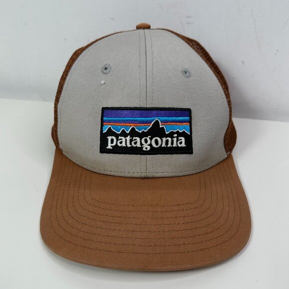 Mens Patagonia Baseball Trucker Hat Tan/Brown Mesh Snapback - Picture 1 of 9